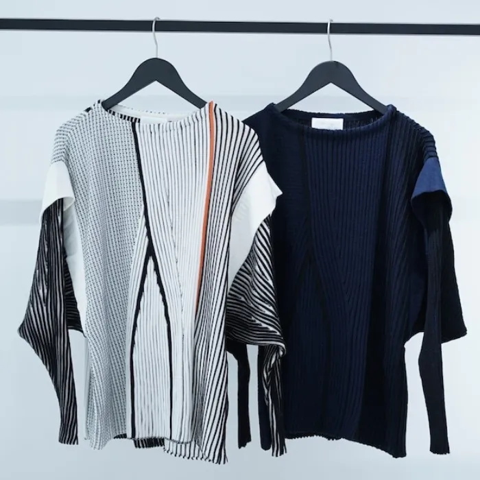 Mame kurogouchi  |Crew Neck Stripes Casual Style Wool Nylon Rib Street Style