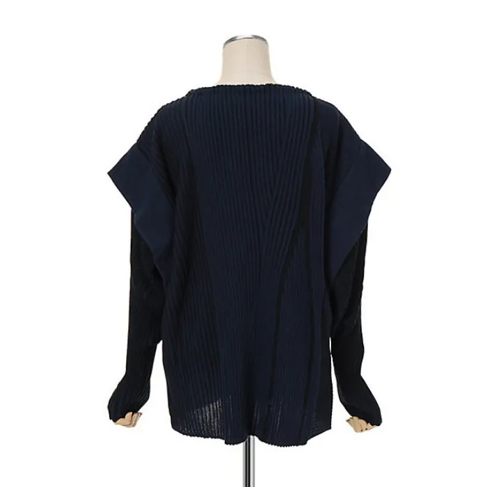 Mame kurogouchi  |Crew Neck Stripes Casual Style Wool Nylon Rib Street Style