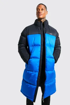 Man Dash Colour Block Longline Puffer