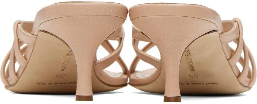 Manolo Blahnik Beige Solimaso Mules