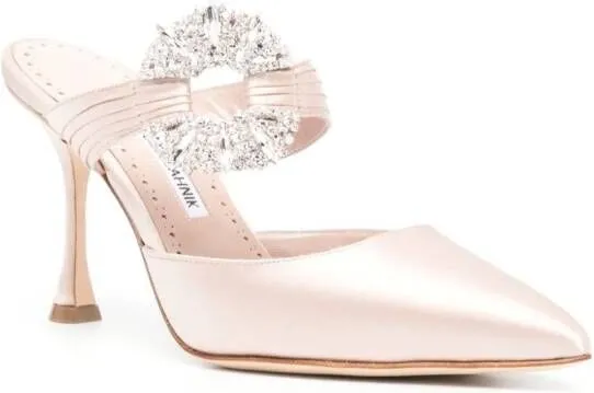 Manolo Blahnik Maidugura 90mm crystal-embellished mules Neutrals