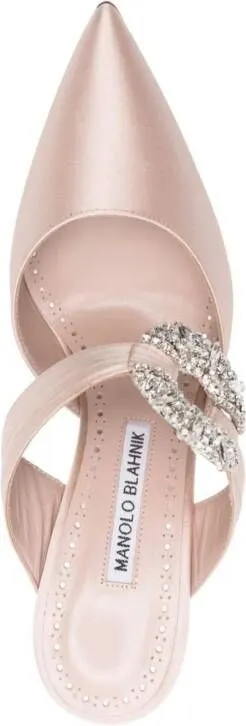 Manolo Blahnik Maidugura 90mm crystal-embellished mules Neutrals