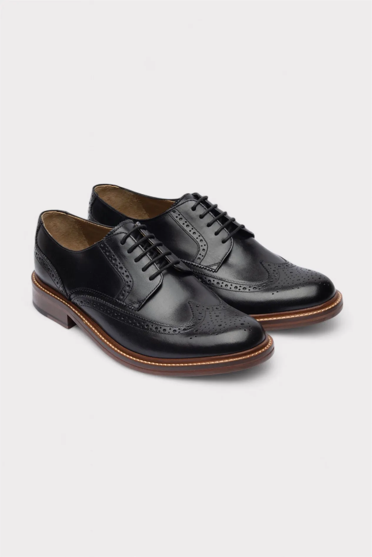 Mansell Black Leather Brogues