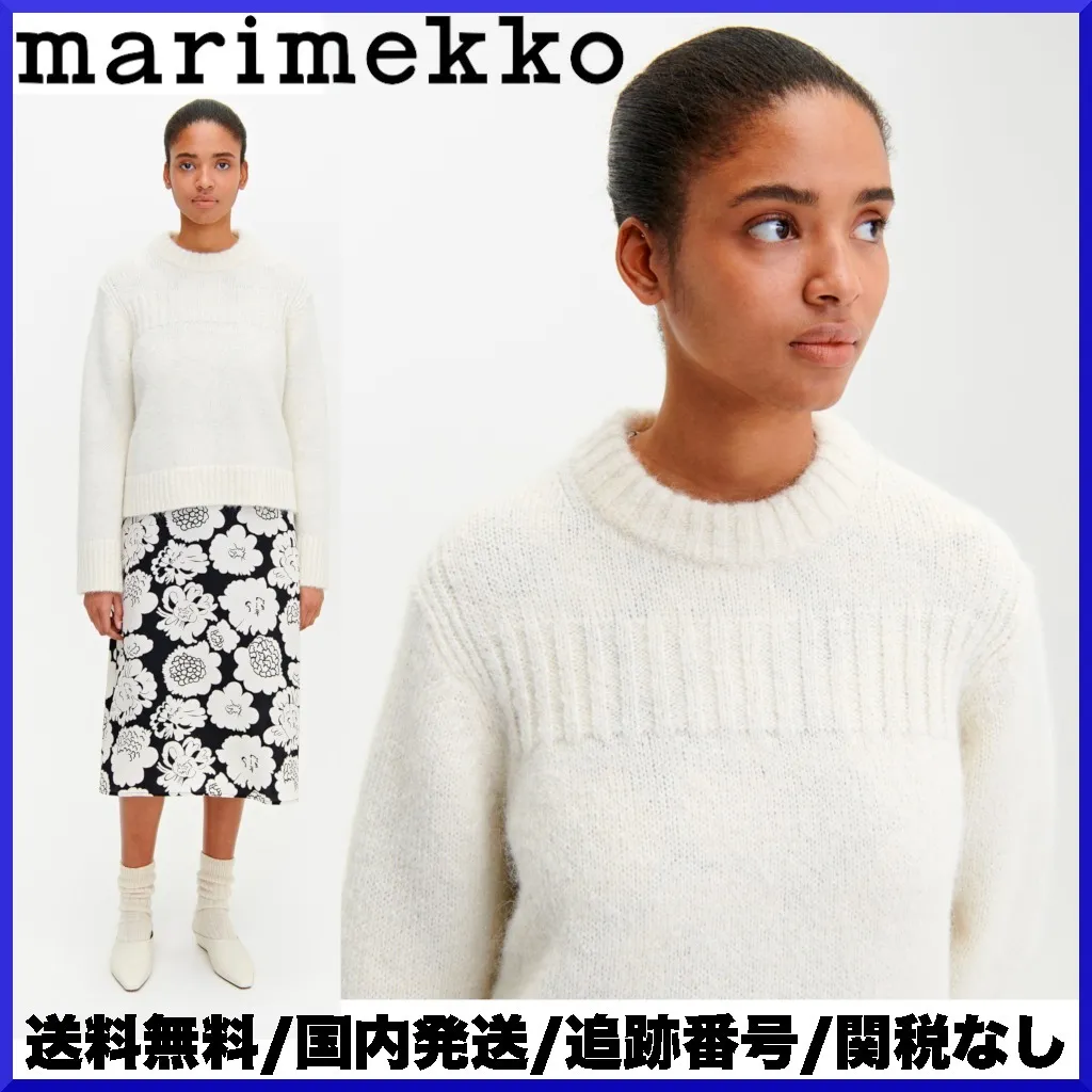 marimekko  |Crew Neck Casual Style Unisex Wool Nylon Rib Long Sleeves