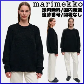 marimekko  |Crew Neck Casual Style Wool Nylon Rib Long Sleeves Plain