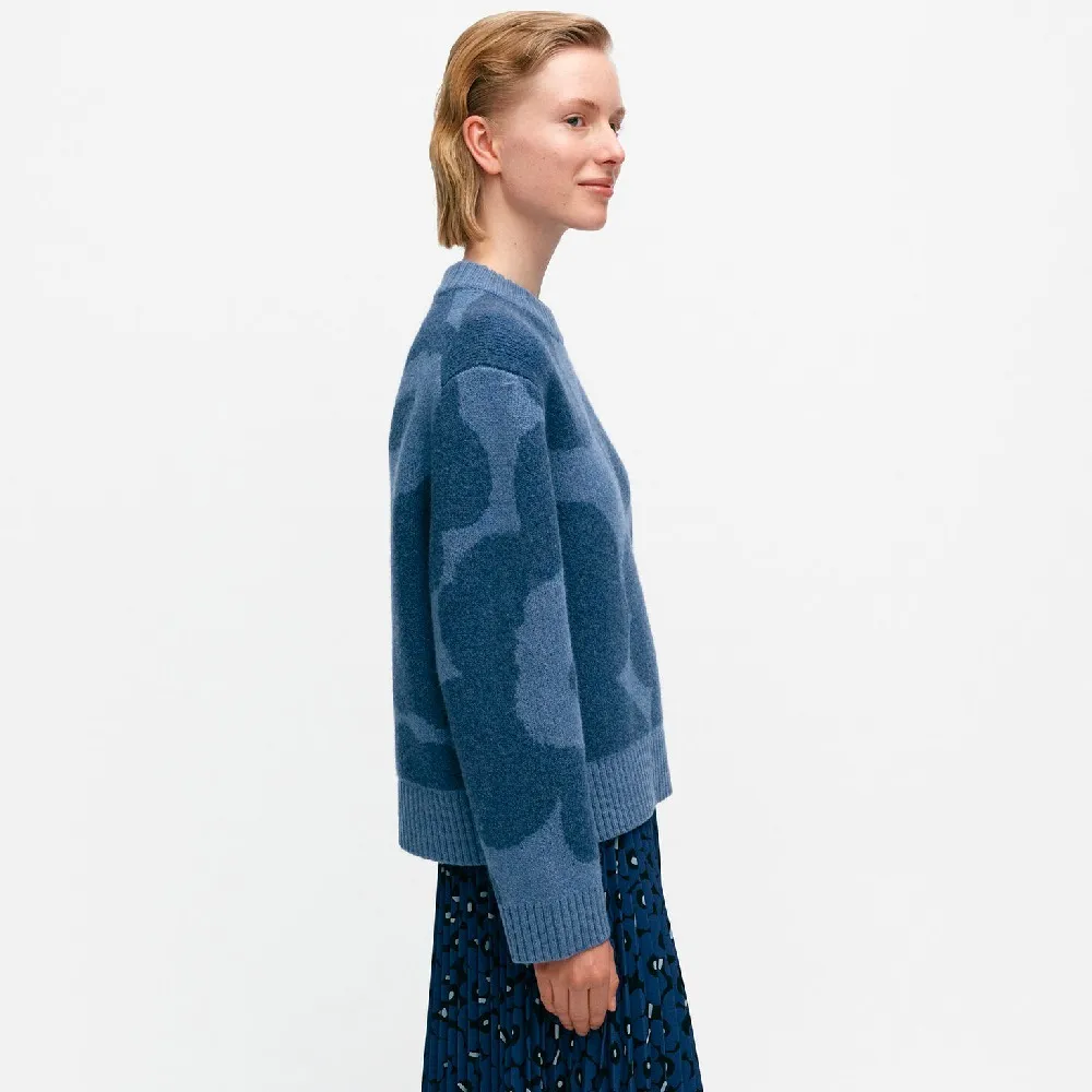 marimekko  |Crew Neck Flower Patterns Casual Style Wool Rib Long Sleeves