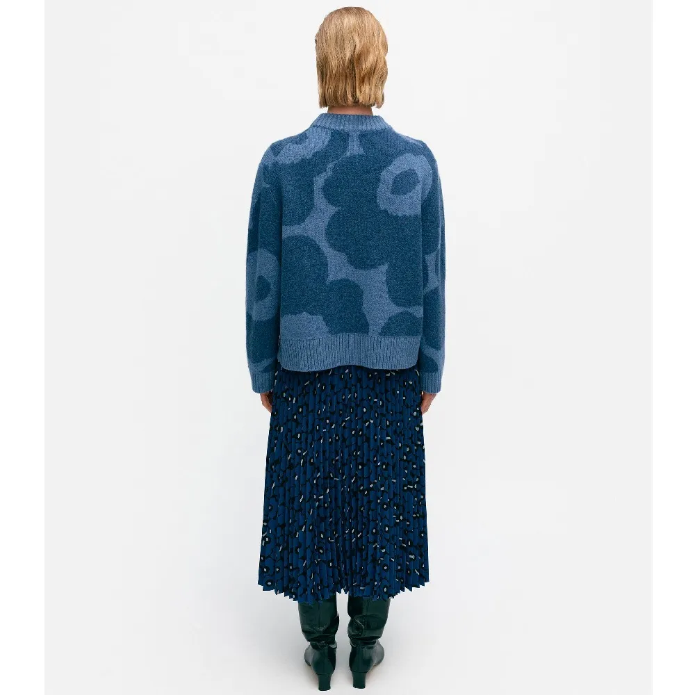 marimekko  |Crew Neck Flower Patterns Casual Style Wool Rib Long Sleeves