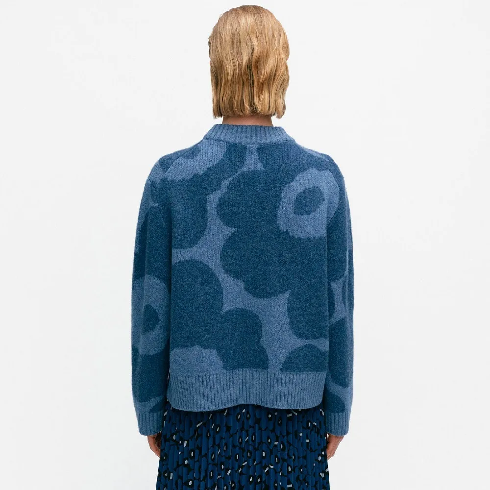 marimekko  |Crew Neck Flower Patterns Casual Style Wool Rib Long Sleeves