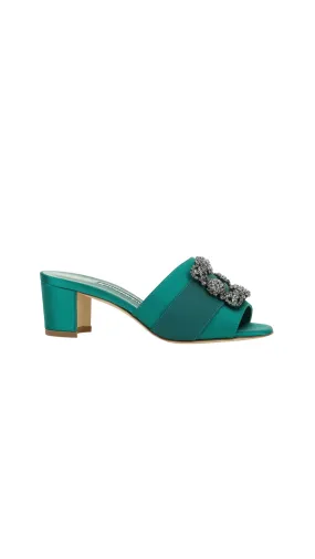 Martanew Satin Mules - Green