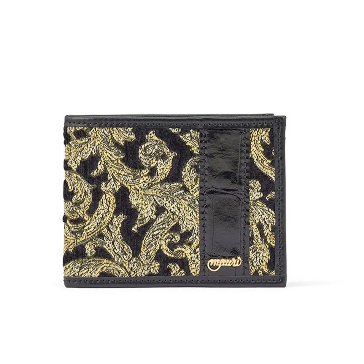 Mauri W3 Men's Black Bi-Fold Exotic Crocodile / Nappa Leather / Didier Fabric Wallet (MAW1000)