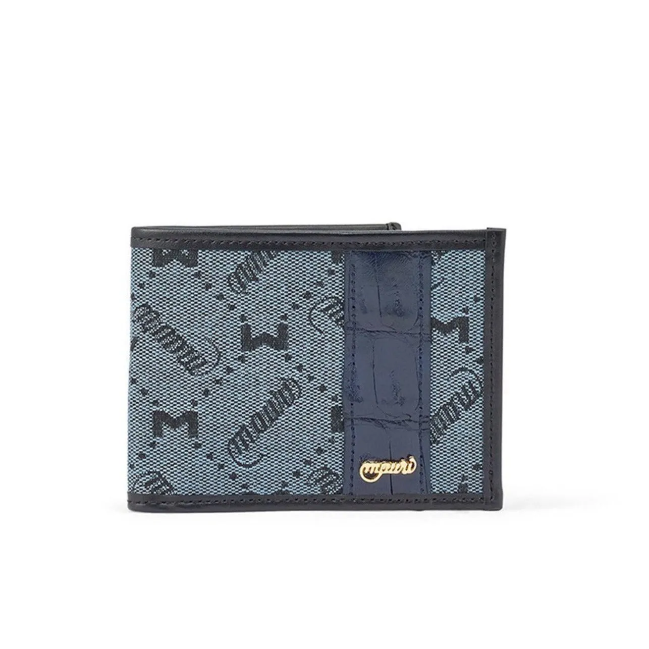 Mauri W3 Men's Wonder Blue Exotic Crocodile / Nappa / Mauri Fabric Wallet (MAW1003)