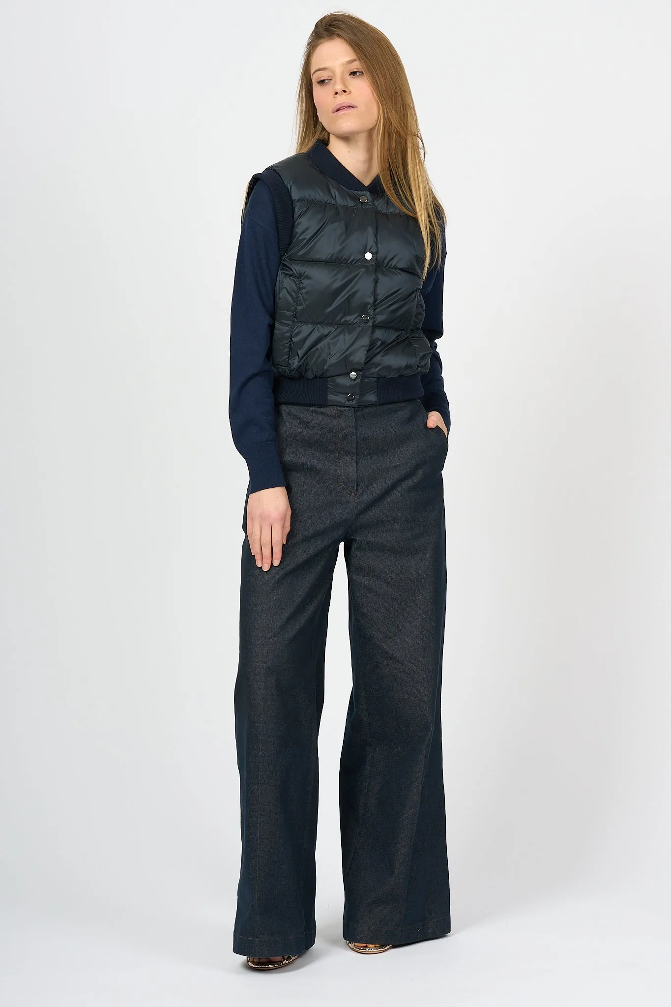 Max Mara Gilet Asoft Corto Imbottito Blu Donna