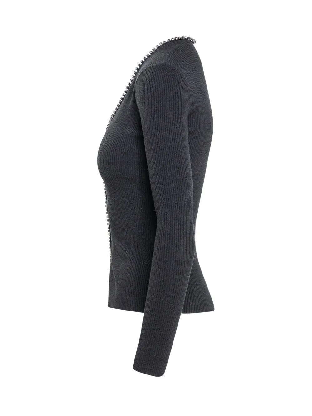 Max Mara Studio  |Wool Silk Rib Blended Fabrics Long Sleeves Elegant Style