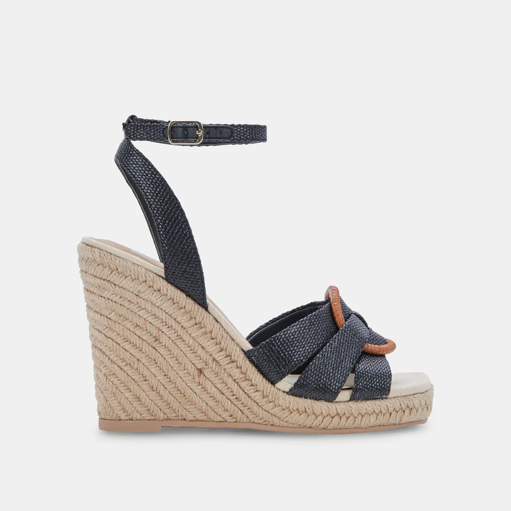 MAZE WEDGES BLACK RAFFIA– Dolce Vita 6881091027010