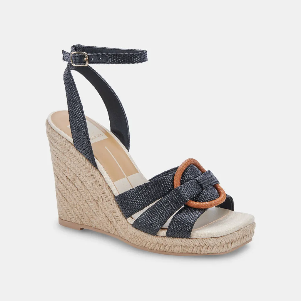 MAZE WEDGES BLACK RAFFIA– Dolce Vita 6881091027010