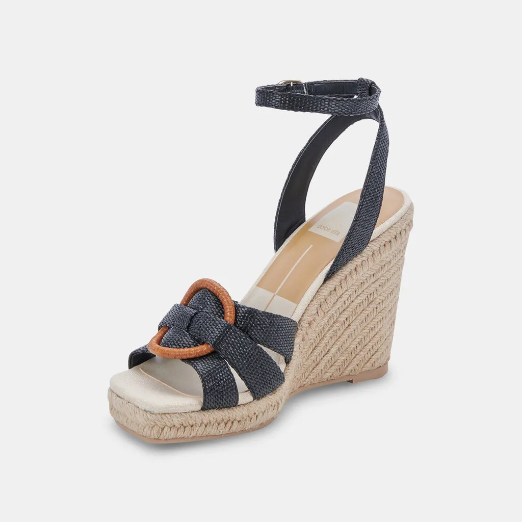 MAZE WEDGES BLACK RAFFIA– Dolce Vita 6881091027010