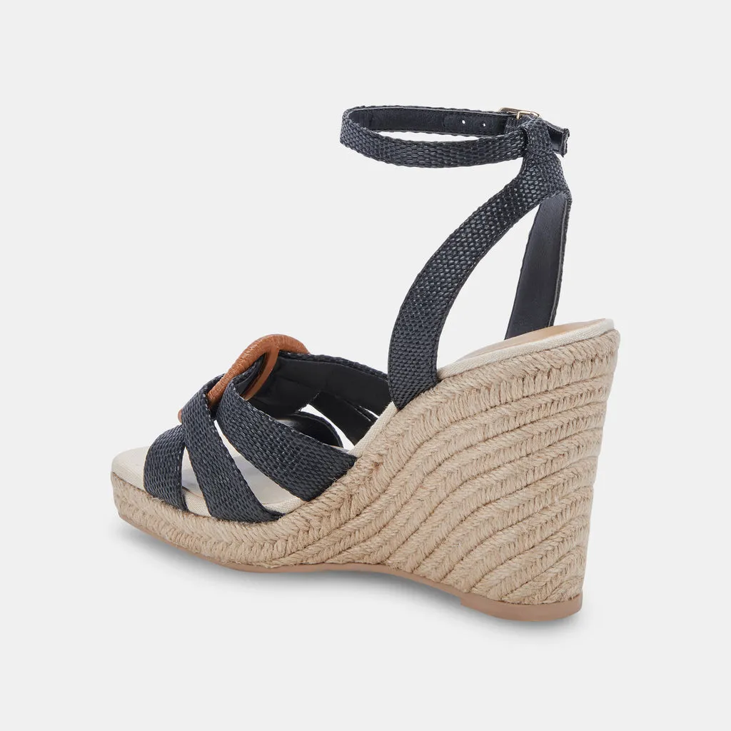 MAZE WEDGES BLACK RAFFIA– Dolce Vita 6881091027010