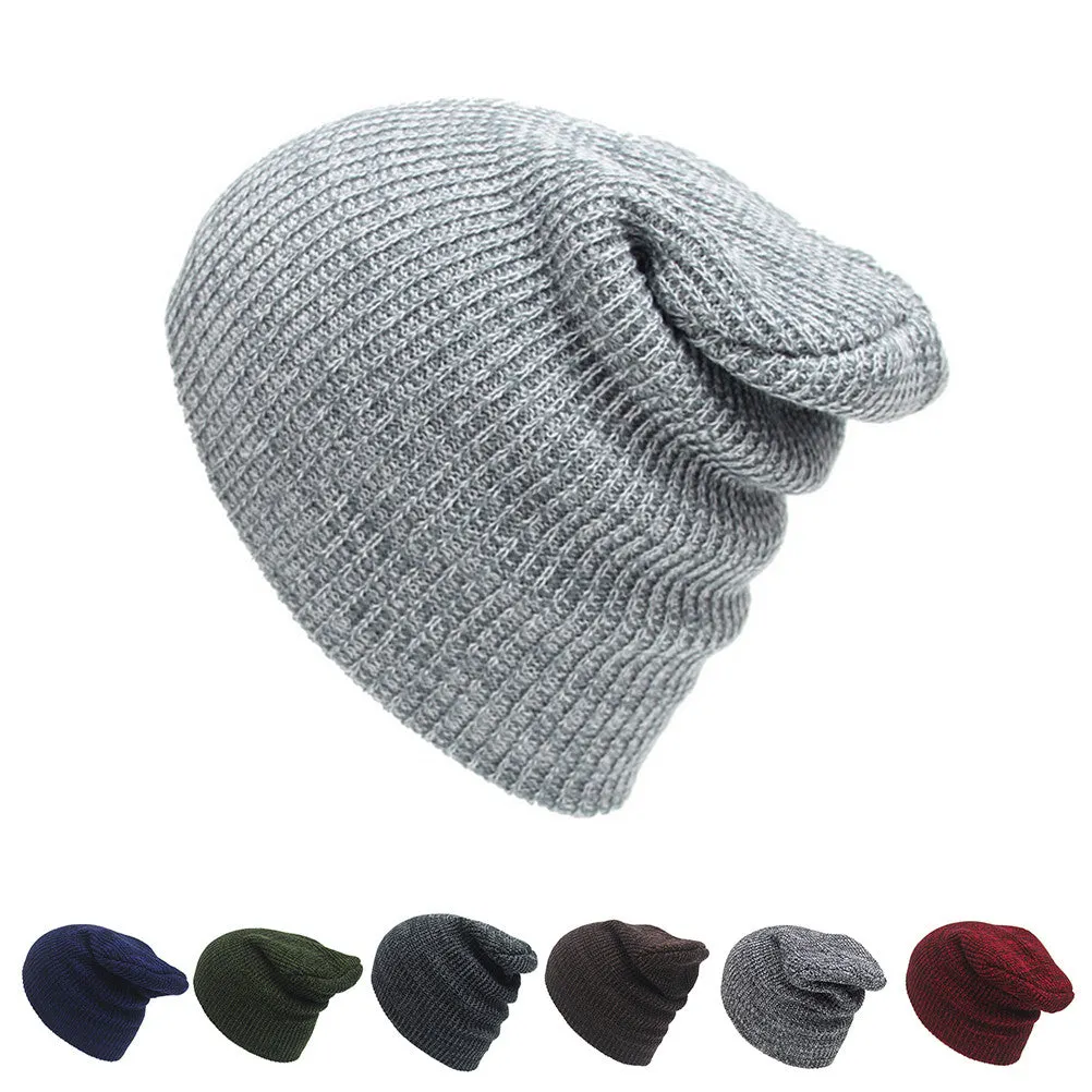 Men Women Knit Baggy Beanie Oversize Hat Ski Slouchy Chic Cap Fad SM6