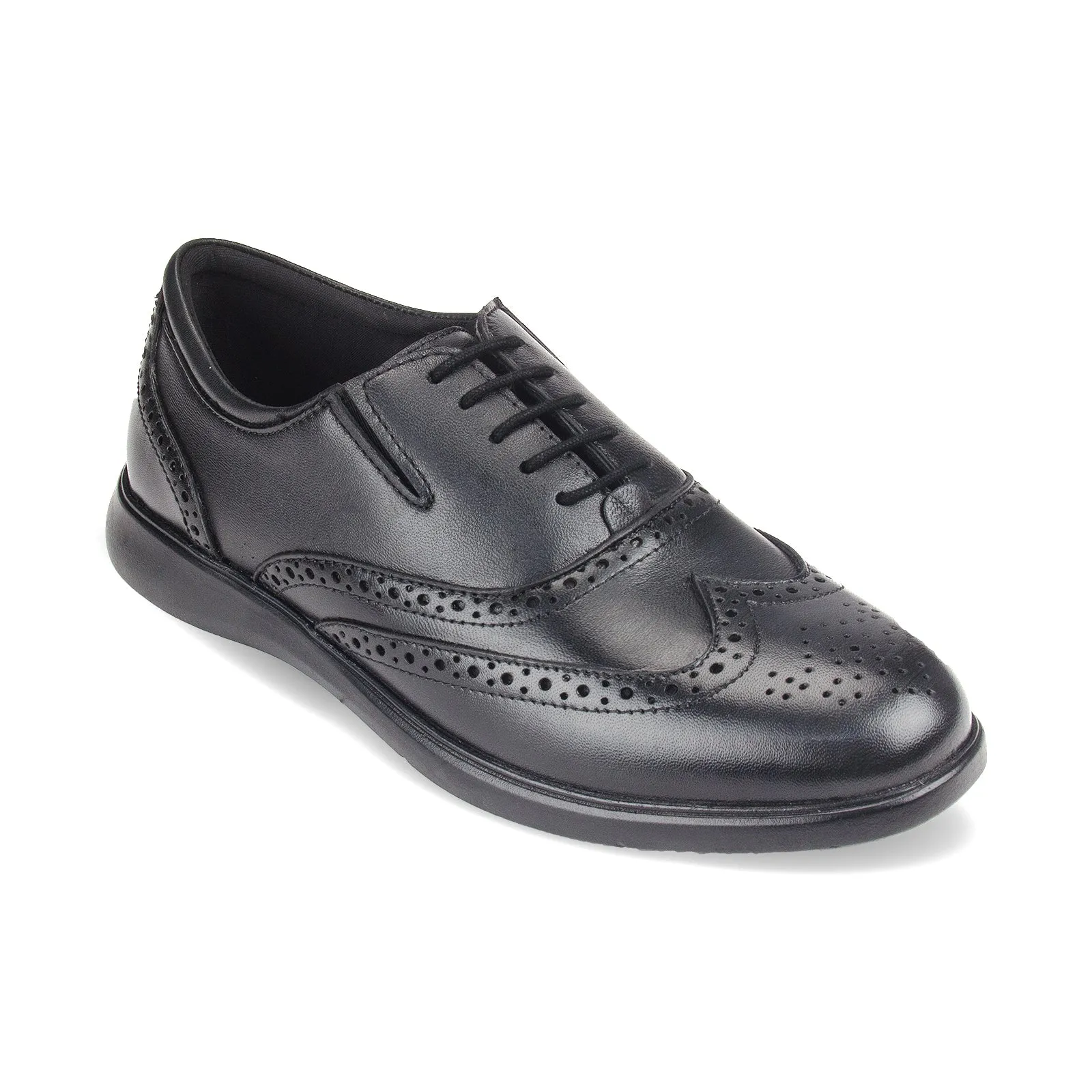 Men's deep cut leather lace-up padded brogues