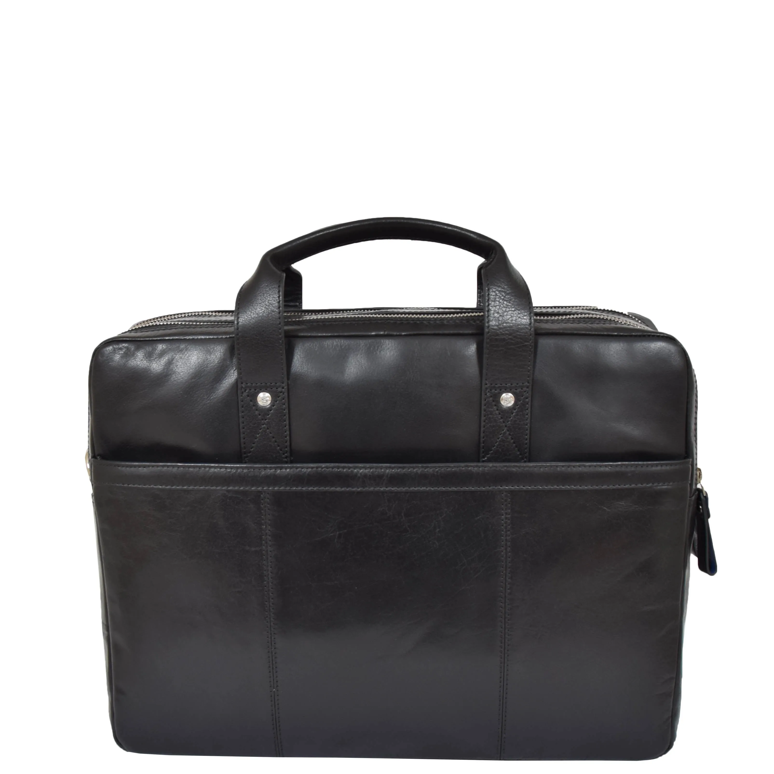 Mens Leather Briefcase with Laptop Compartment Bennett Black