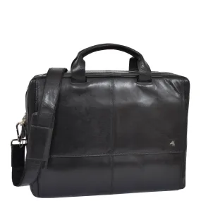 Mens Leather Briefcase with Laptop Compartment Bennett Black