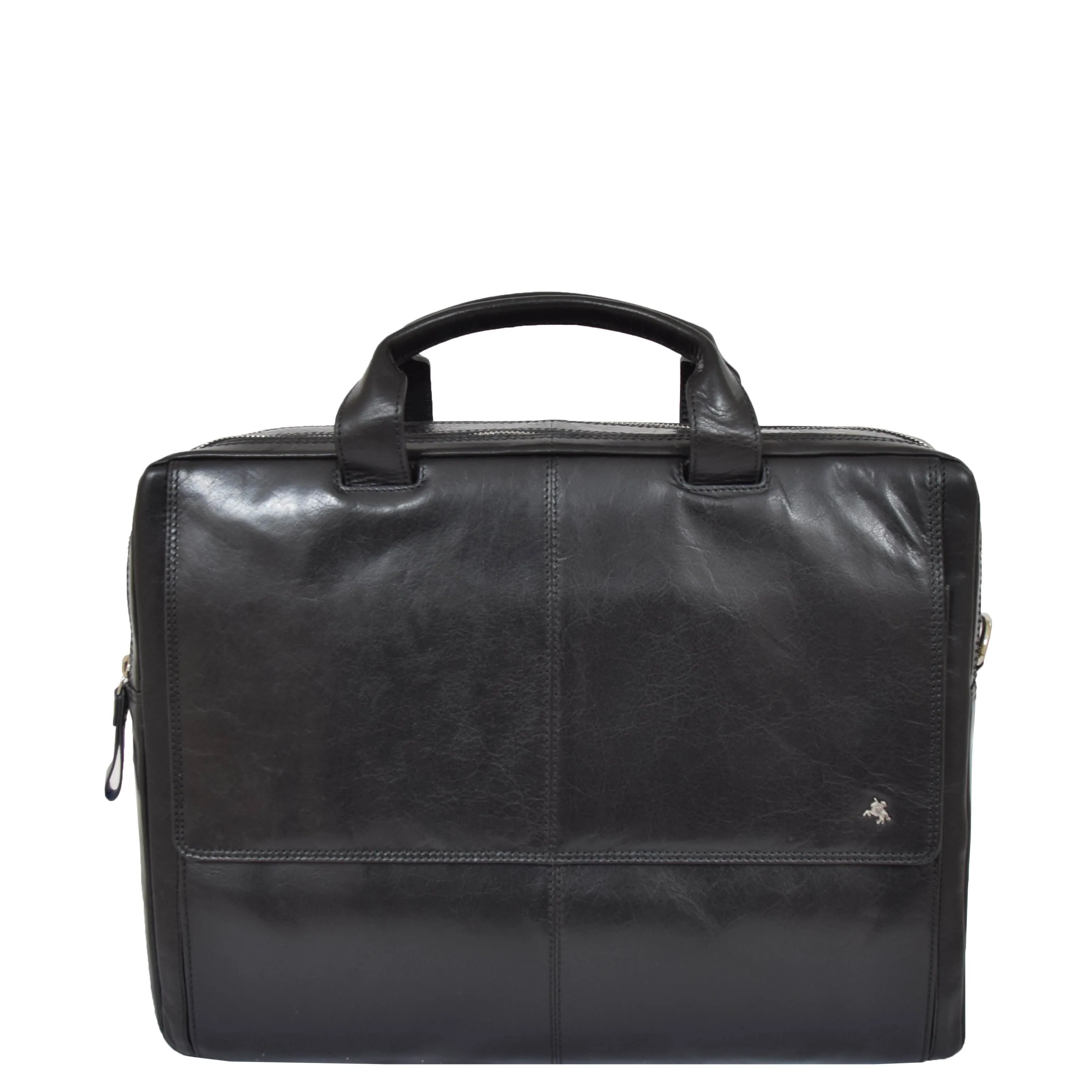 Mens Leather Briefcase with Laptop Compartment Bennett Black