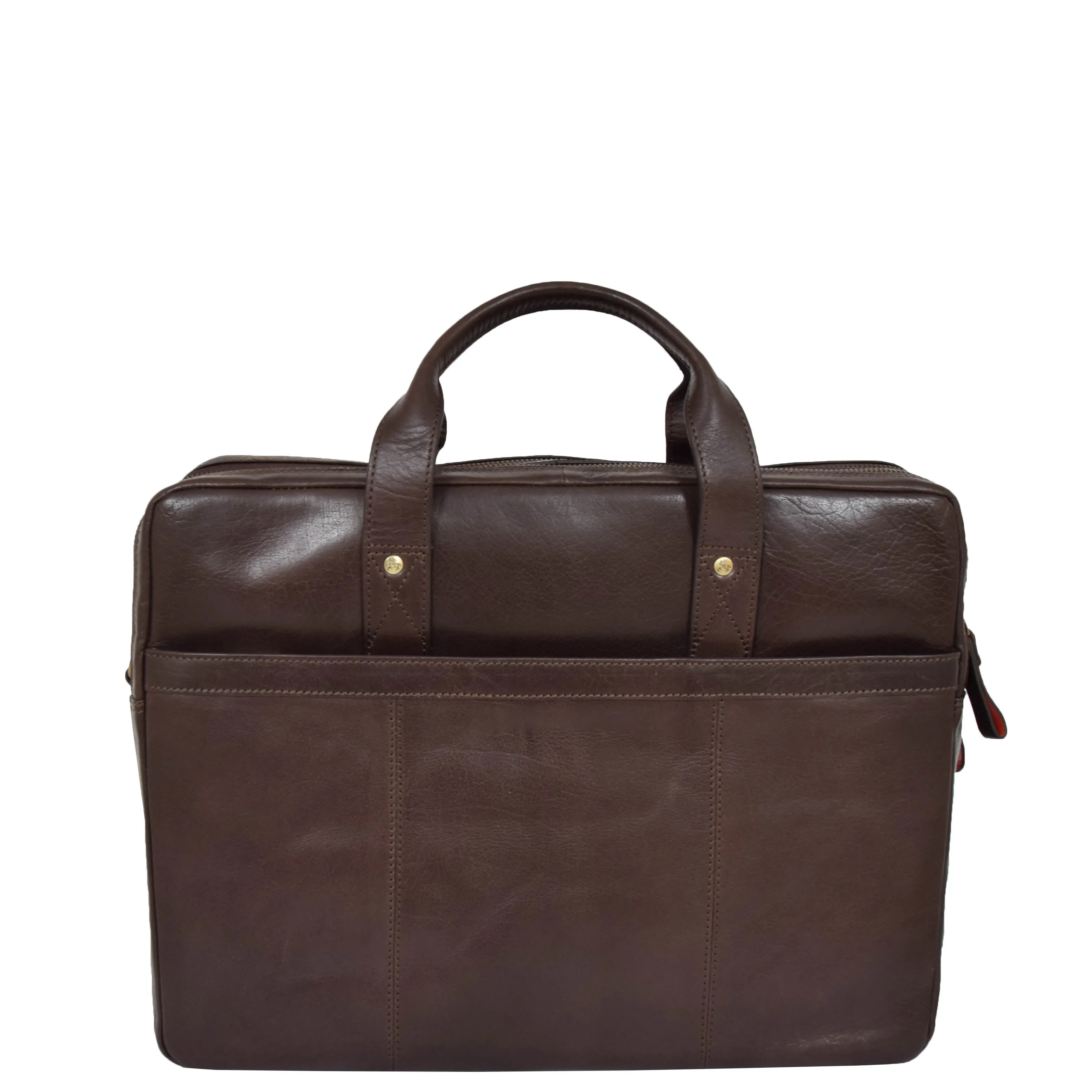 Mens Leather Briefcase with Laptop Compartment Bennett Brown