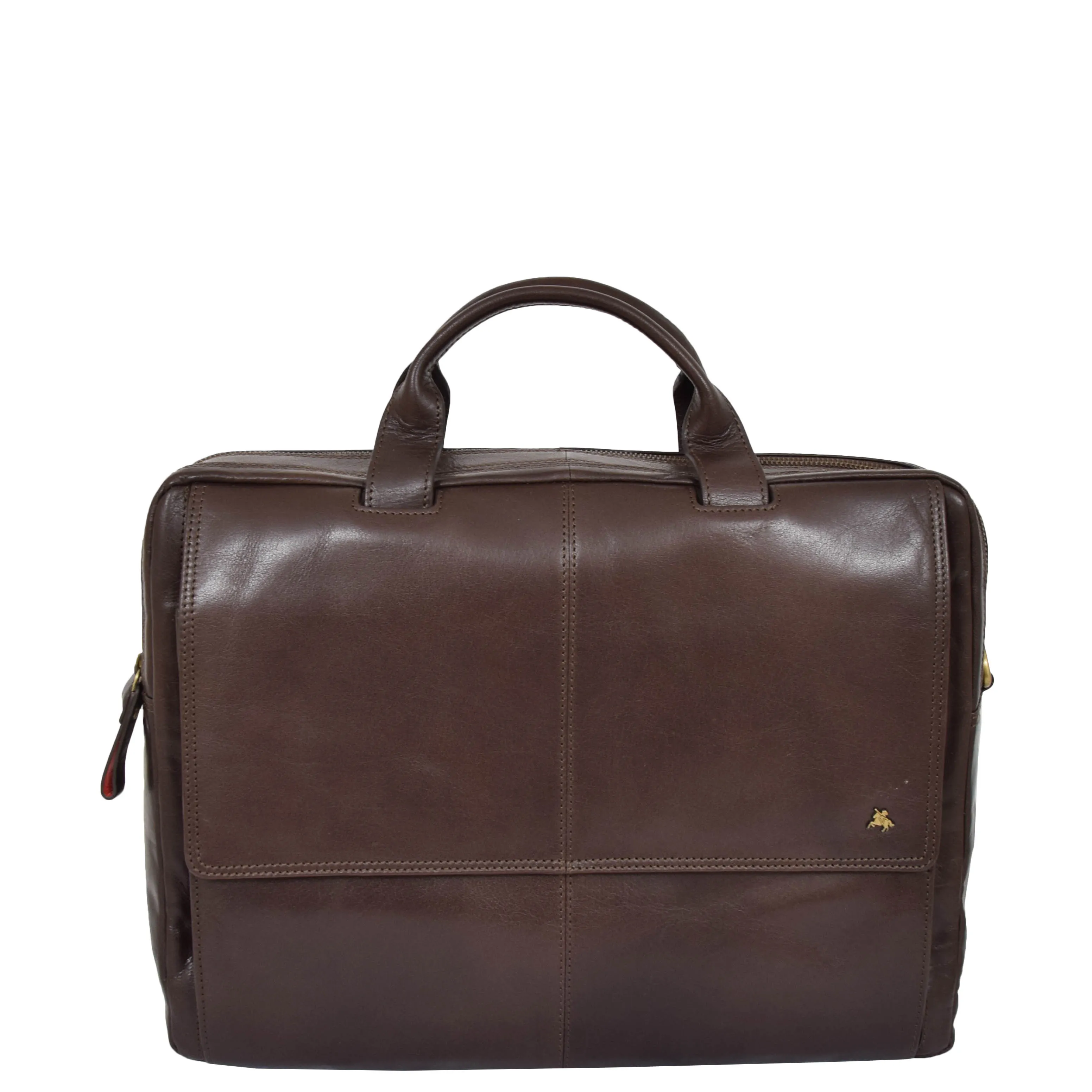 Mens Leather Briefcase with Laptop Compartment Bennett Brown