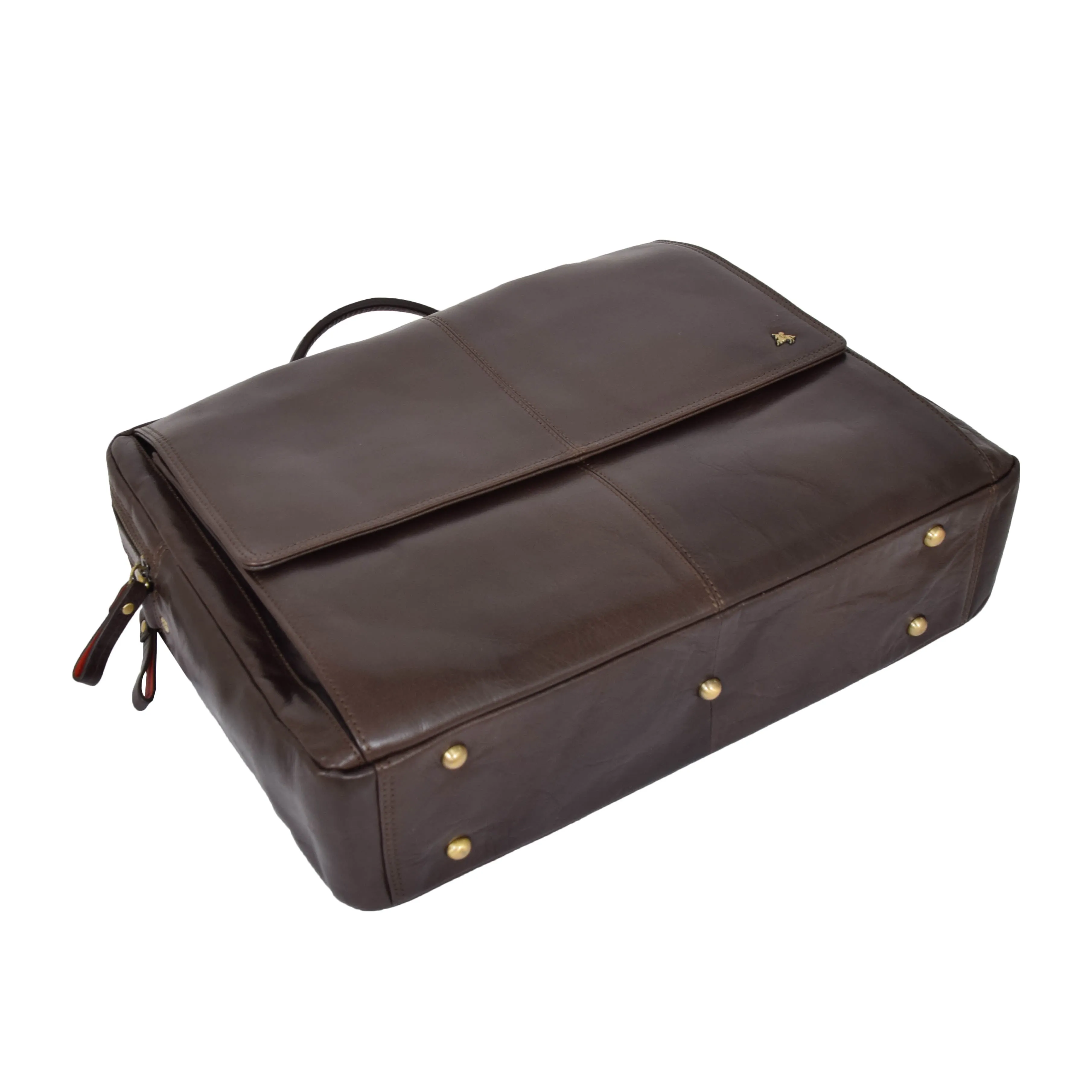 Mens Leather Briefcase with Laptop Compartment Bennett Brown