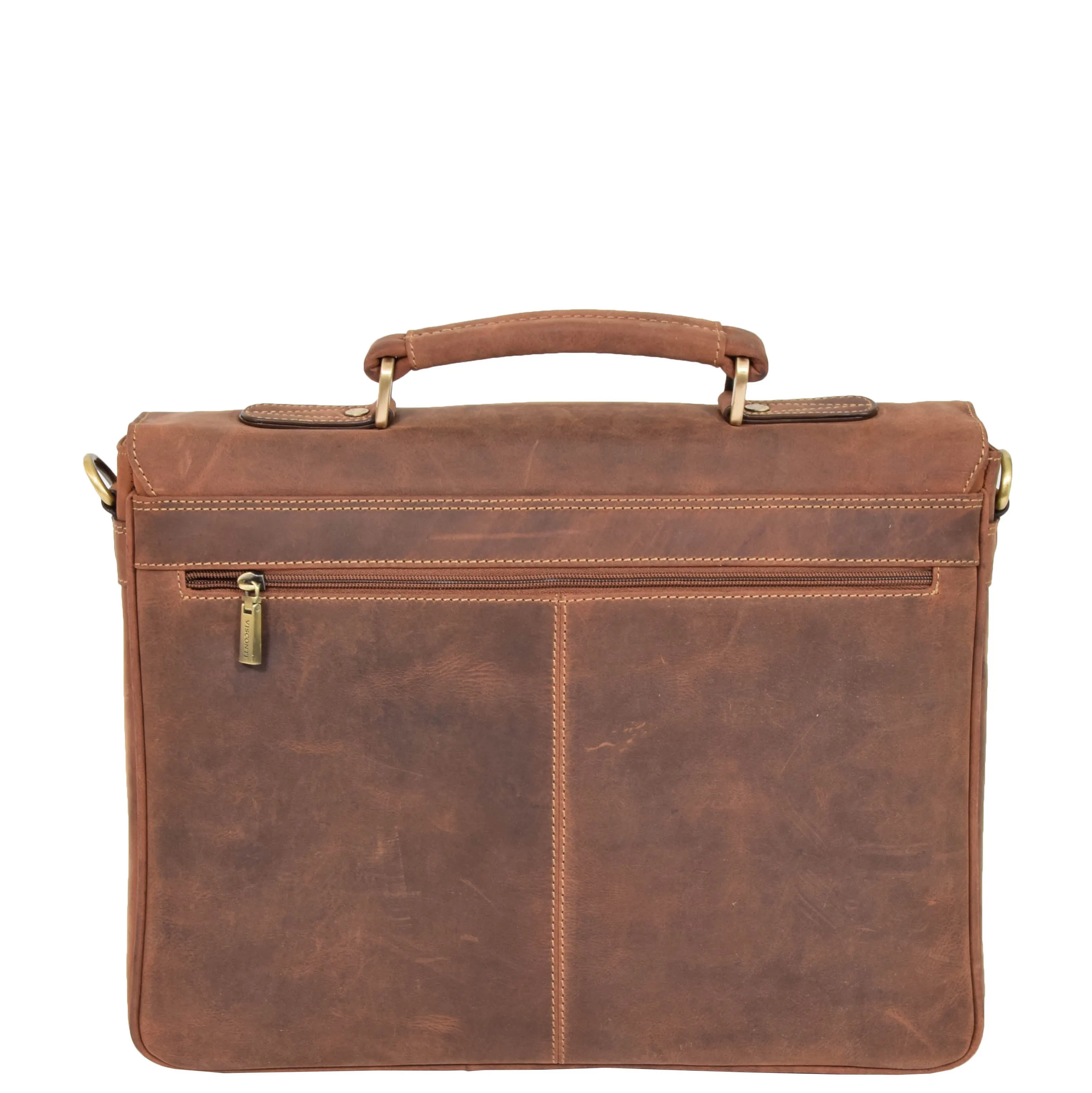 Mens Leather Cross Body Flap Over Briefcase Cobar Tan