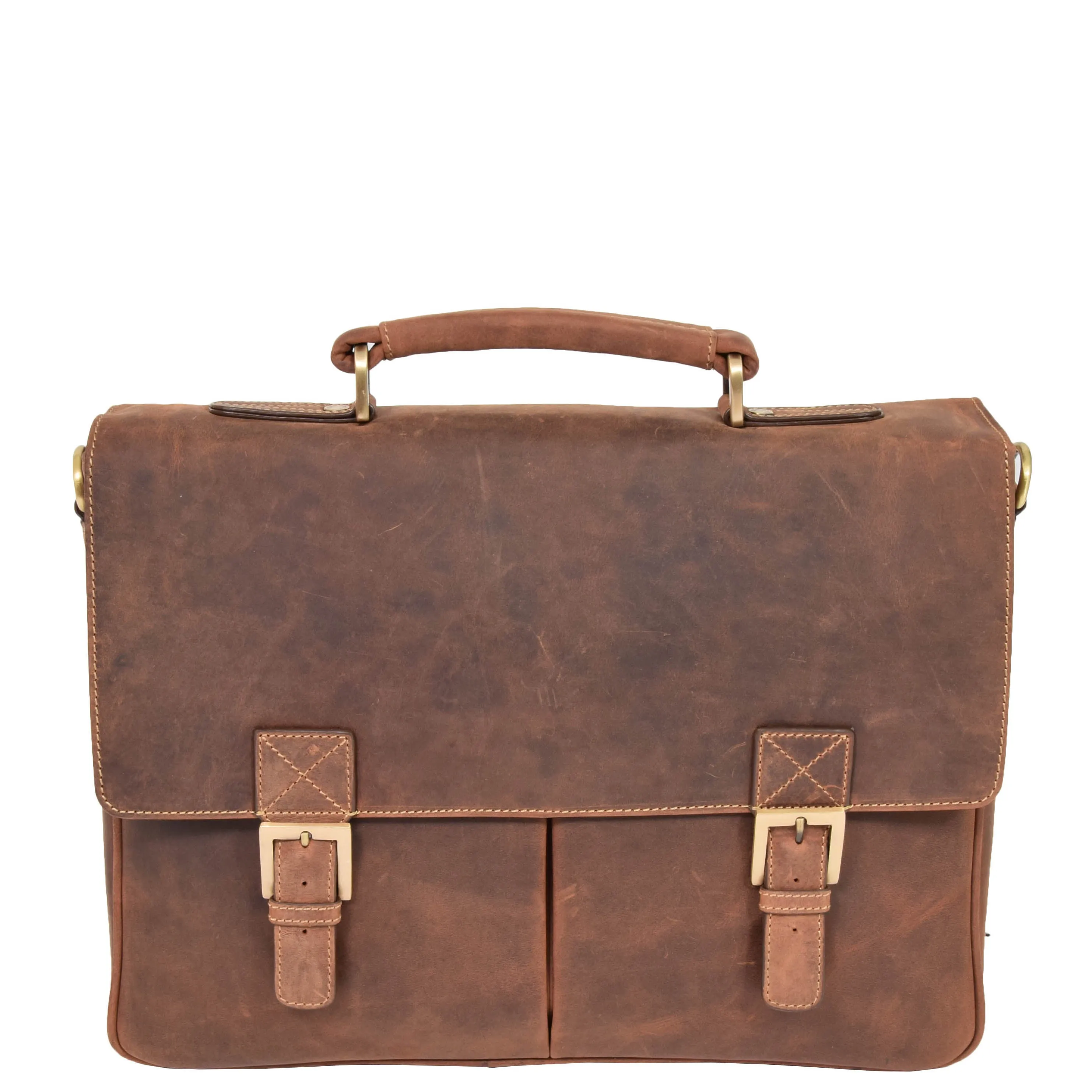 Mens Leather Cross Body Flap Over Briefcase Cobar Tan