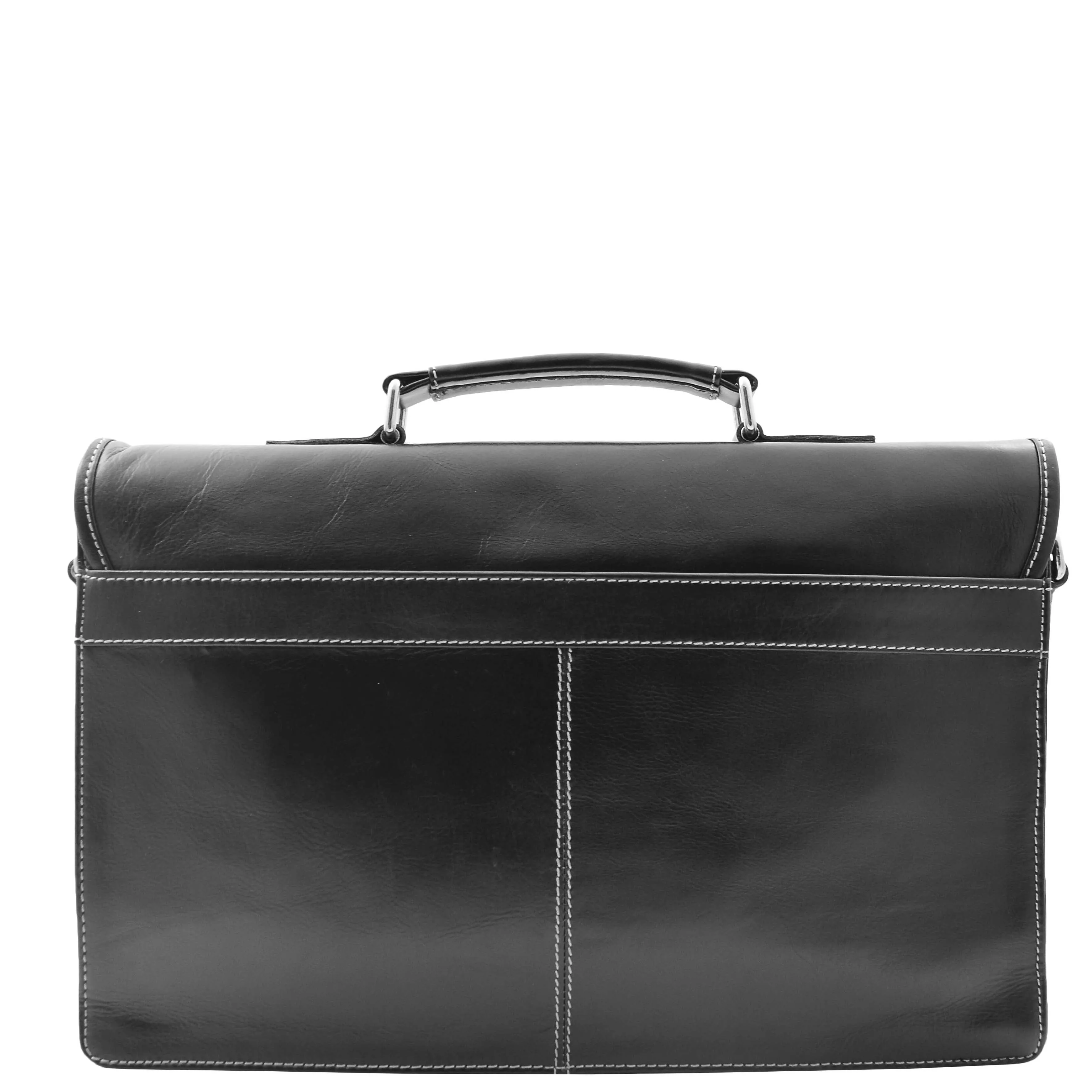 Mens Leather Slimline Organiser Briefcase HOL7141 Black