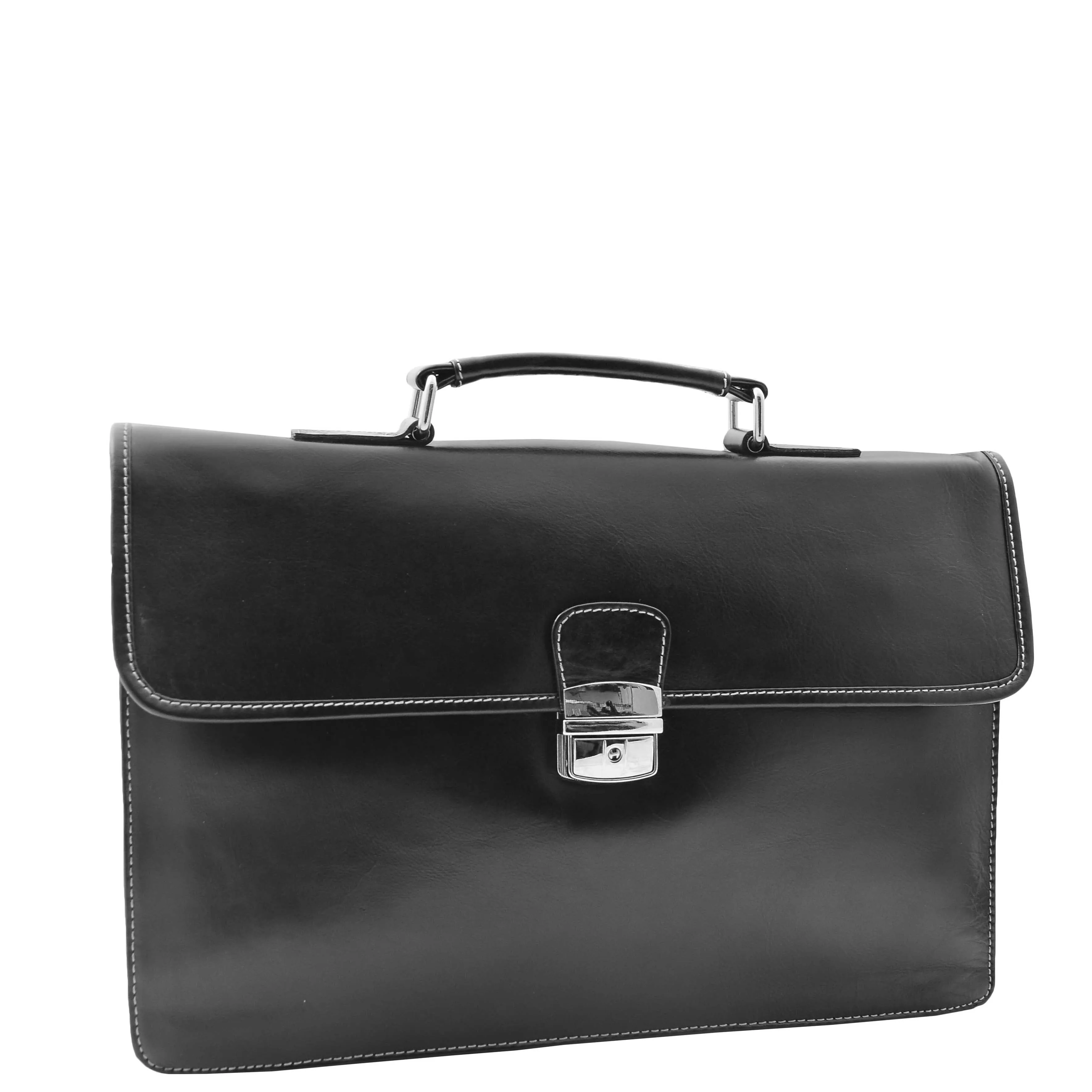 Mens Leather Slimline Organiser Briefcase HOL7141 Black