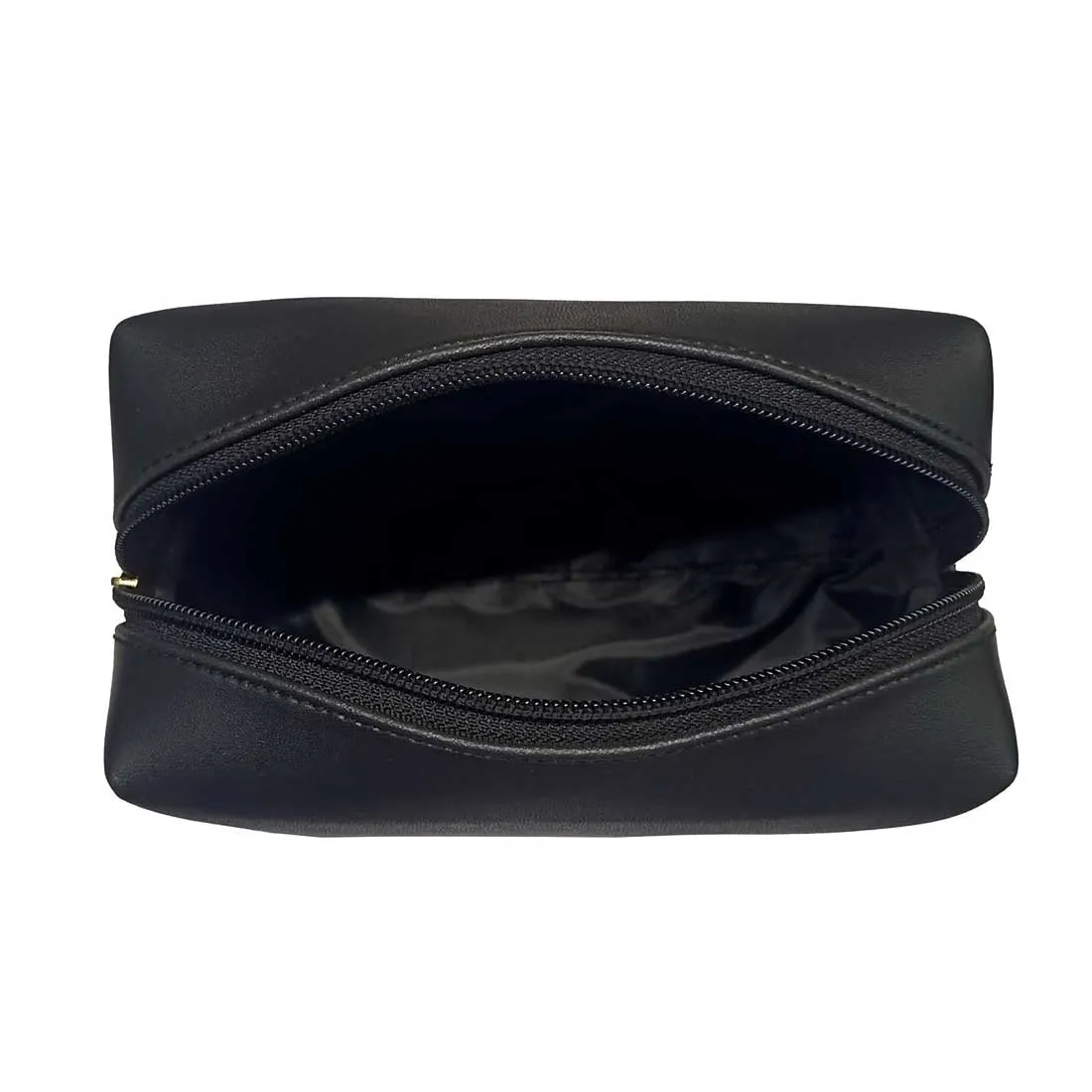 Mens Travel Pouch Bag with Name- Black PU Leather Pouch