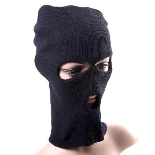 Men's Warm Black Full Face Cover Ski Three Holes Mask Cap Beanie Hat SM6