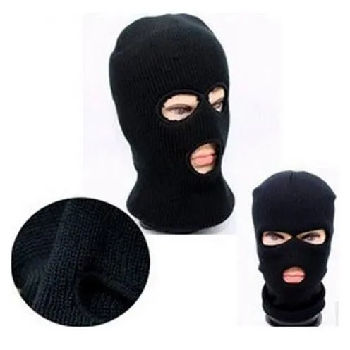 Men's Warm Black Full Face Cover Ski Three Holes Mask Cap Beanie Hat SM6