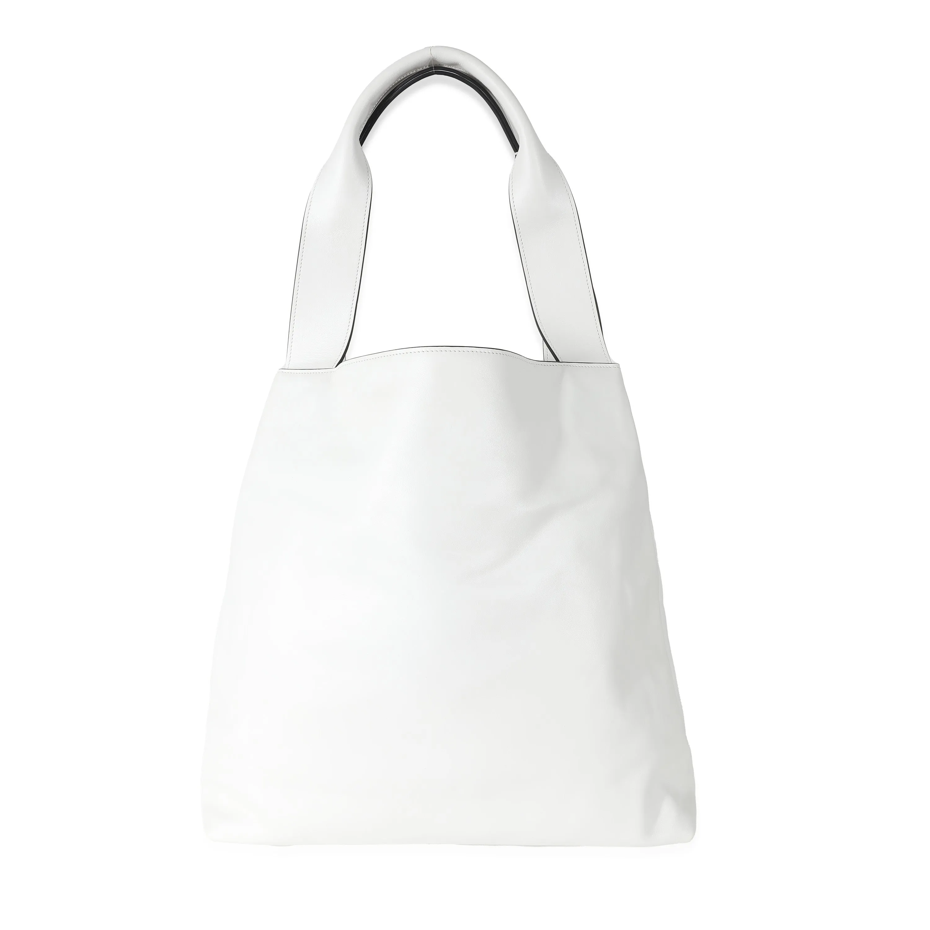 Miu Miu White Leather Logo Embossed Hobo