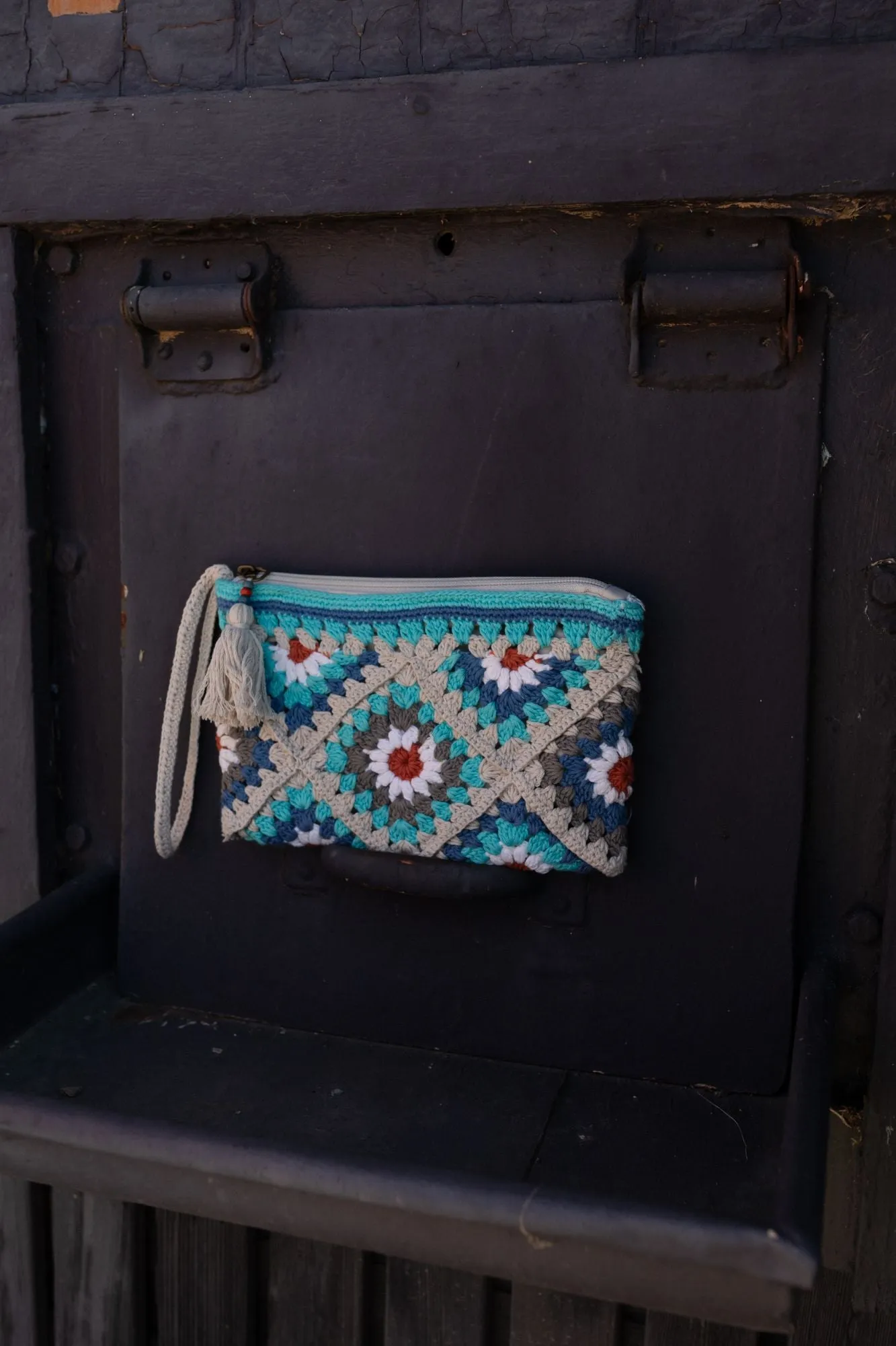 Mosaic Moods Crochet Pouch - Periwinkle