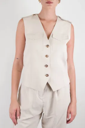 Motel - Gilet in misto lino con taschini sul petto