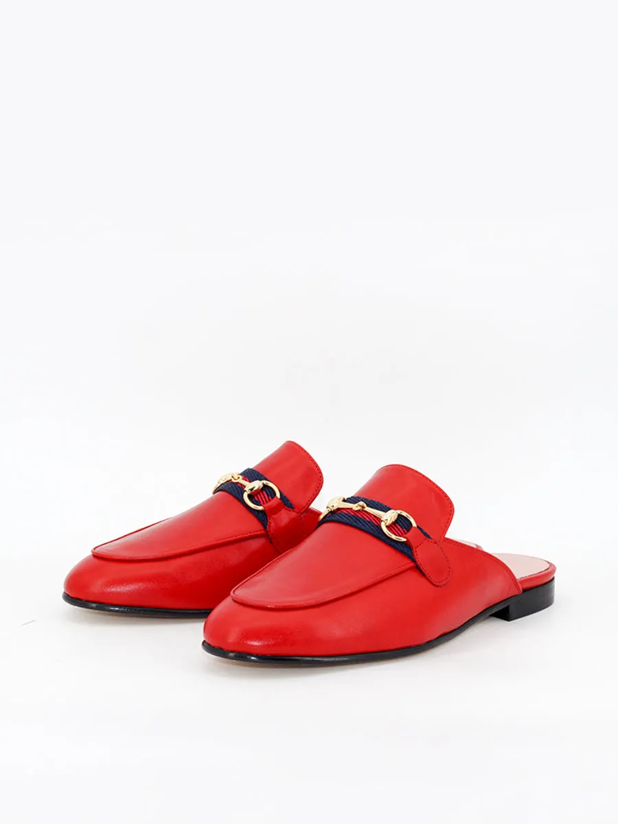 Mules Saint Tropez cinta coy rojo