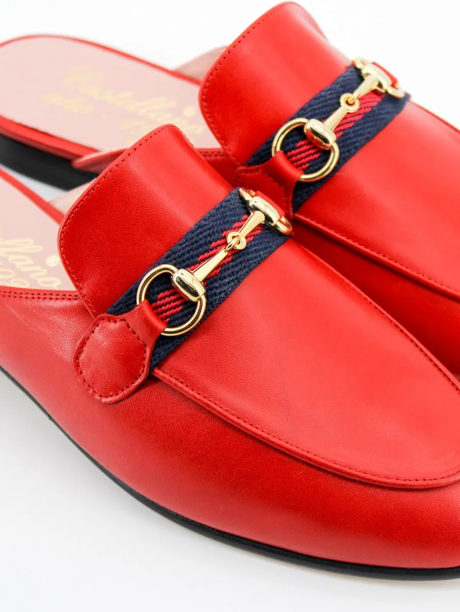 Mules Saint Tropez cinta coy rojo