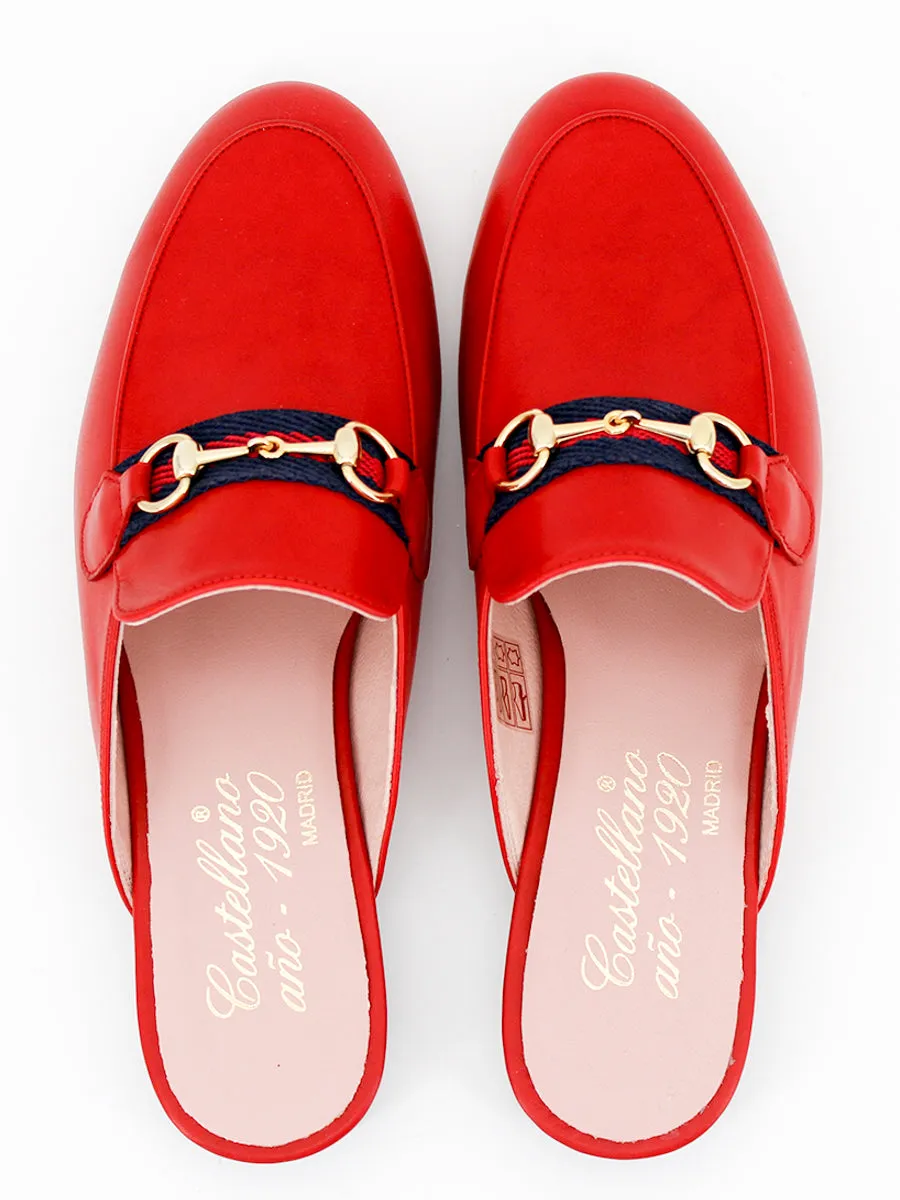 Mules Saint Tropez cinta coy rojo