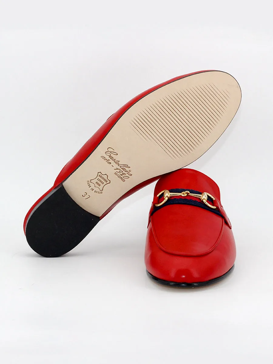 Mules Saint Tropez cinta coy rojo