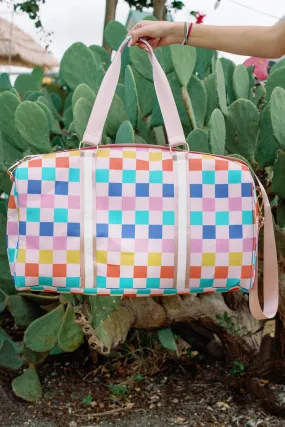 Multicolored Checkered Pattern Duffle Weekender Bag