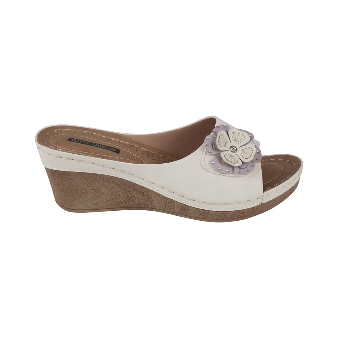 Naples White Wedge Sandals