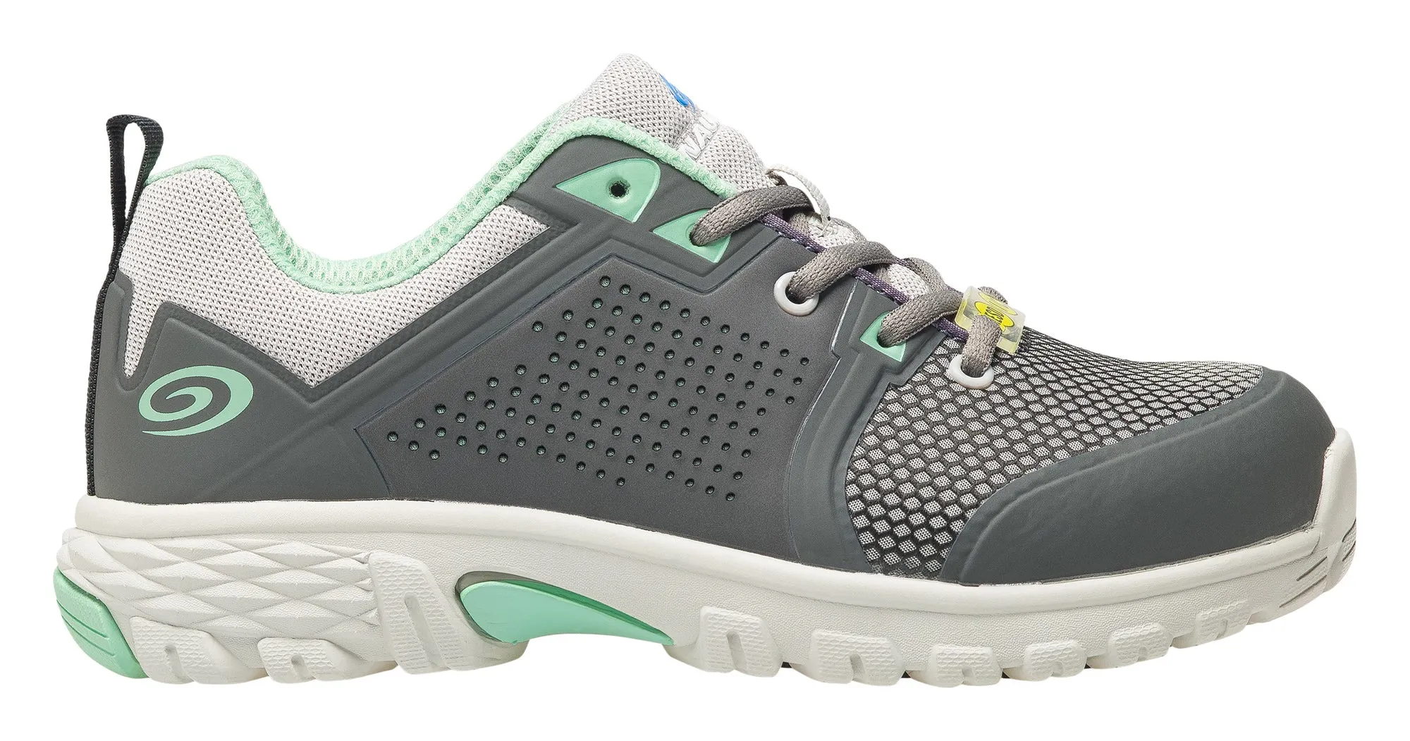 Nautilus Womens Grey/Mint Mesh Alloy Toe 1355 Zephyr ESD Work Shoes