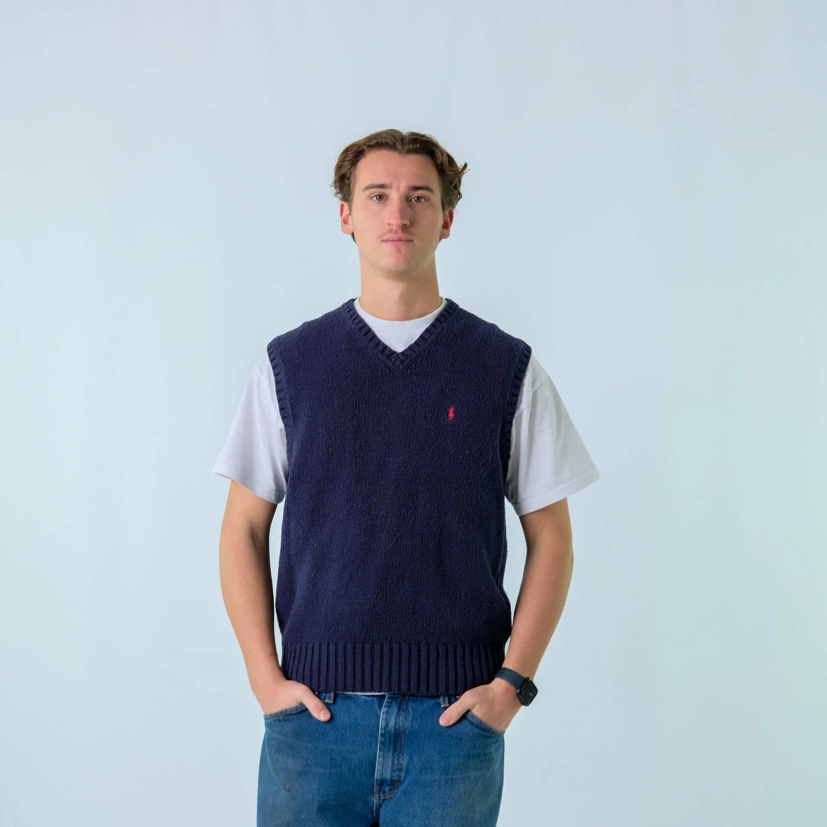 Navy Blue y2ks Polo Ralph Lauren Knit Vest (L)