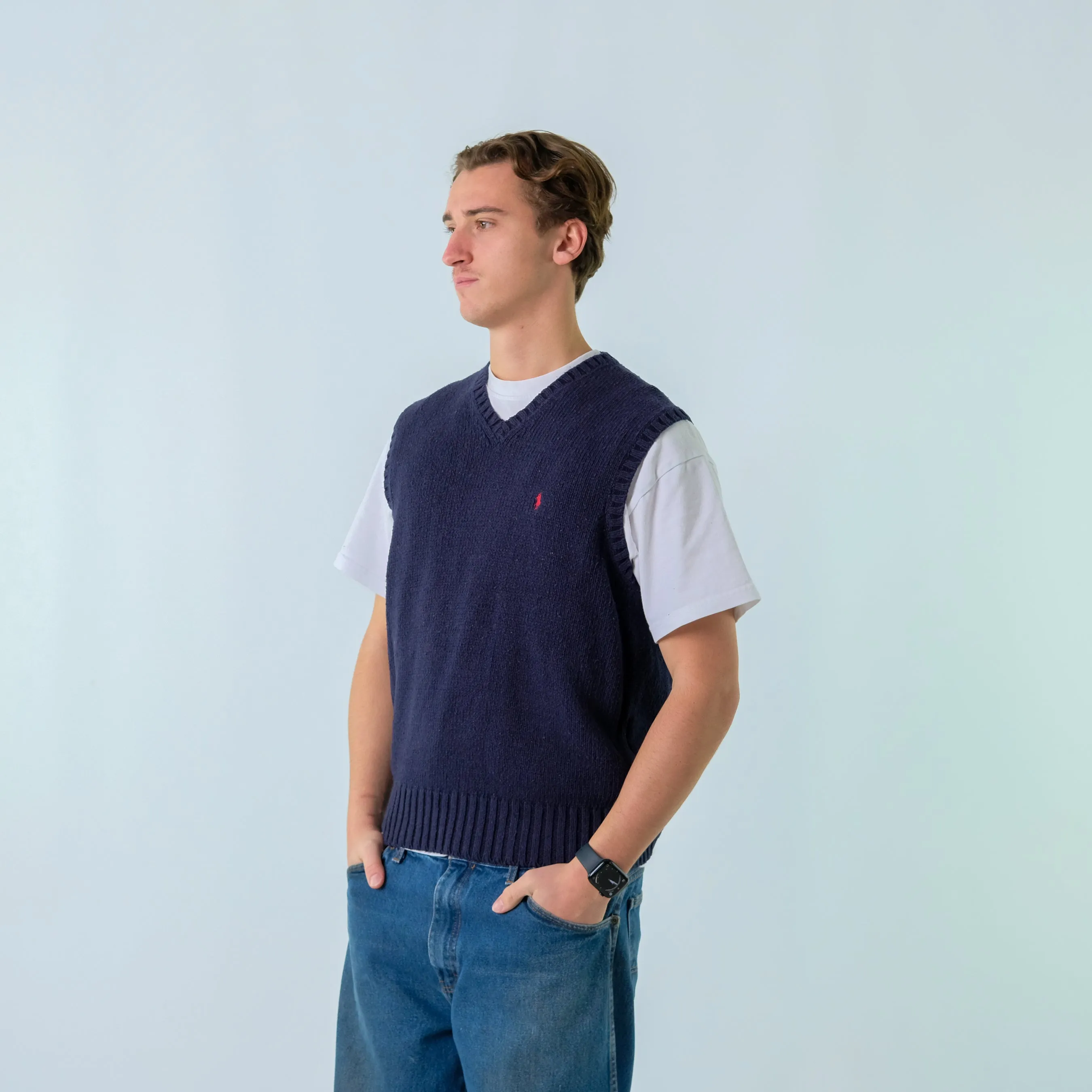 Navy Blue y2ks Polo Ralph Lauren Knit Vest (L)