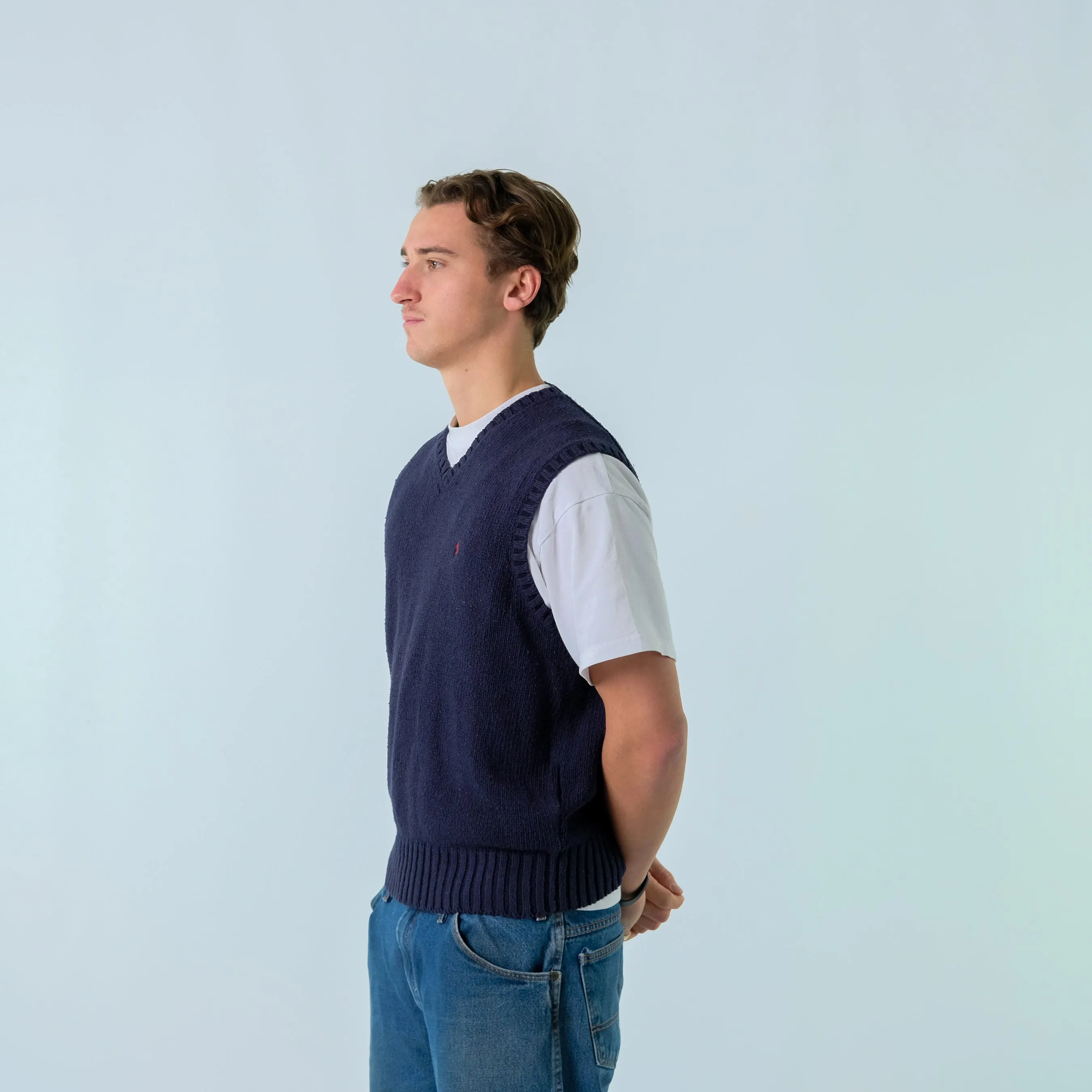 Navy Blue y2ks Polo Ralph Lauren Knit Vest (L)