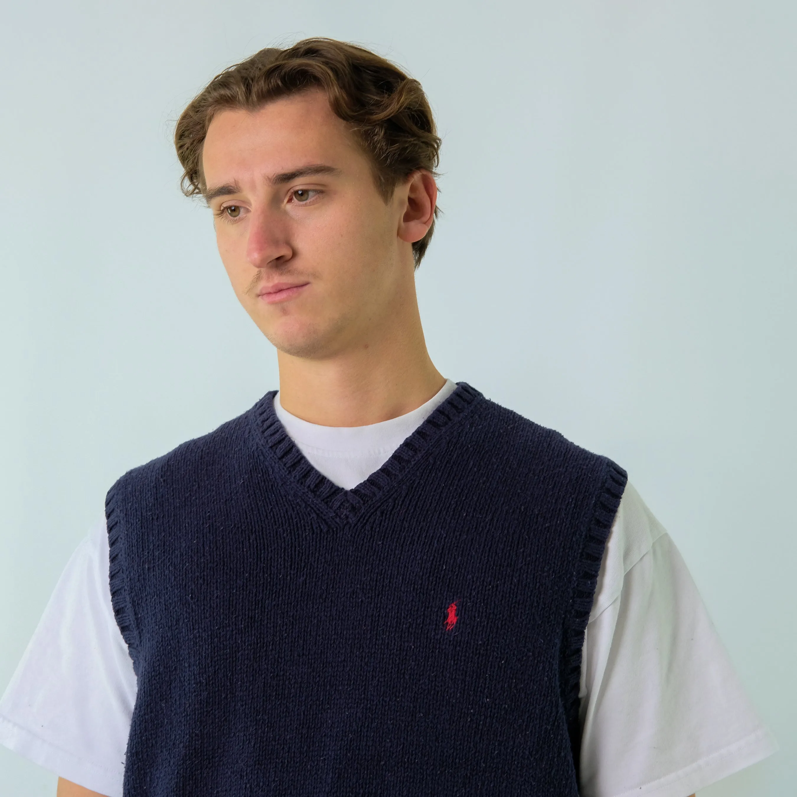 Navy Blue y2ks Polo Ralph Lauren Knit Vest (L)